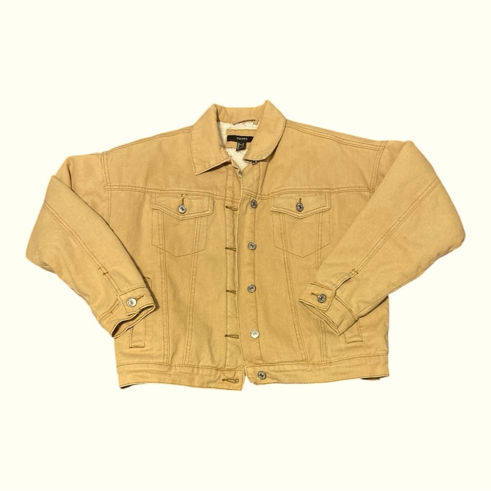 Forever 21 Tan sherpa lined denim Jacket
